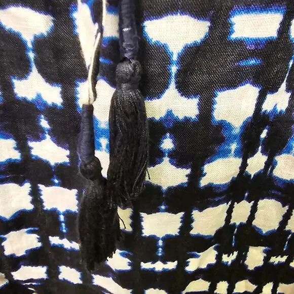 Linen Summer Dress Women's Size 4 Nautical Coastal Blue & White Cynthia Rowley - Picture 4 of 5